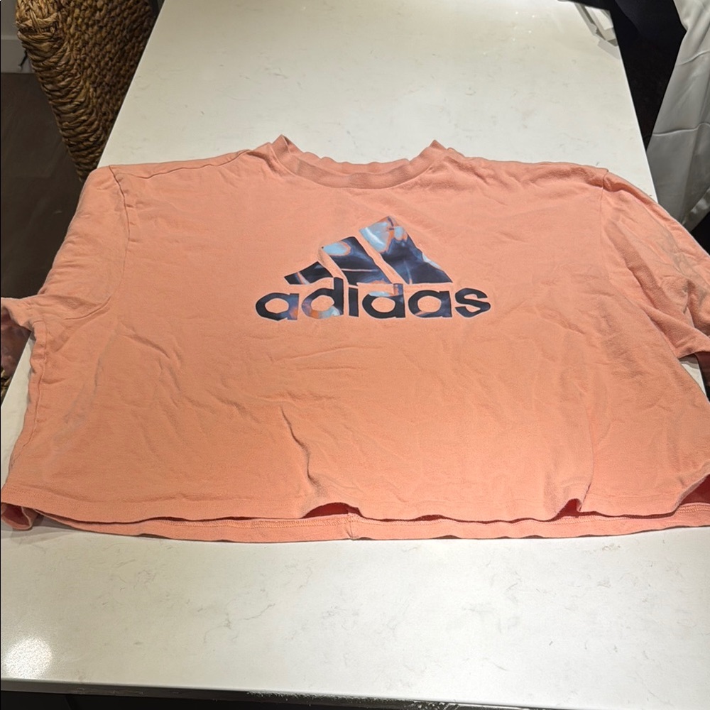 Adidas Coral Cropped Tee with Logo